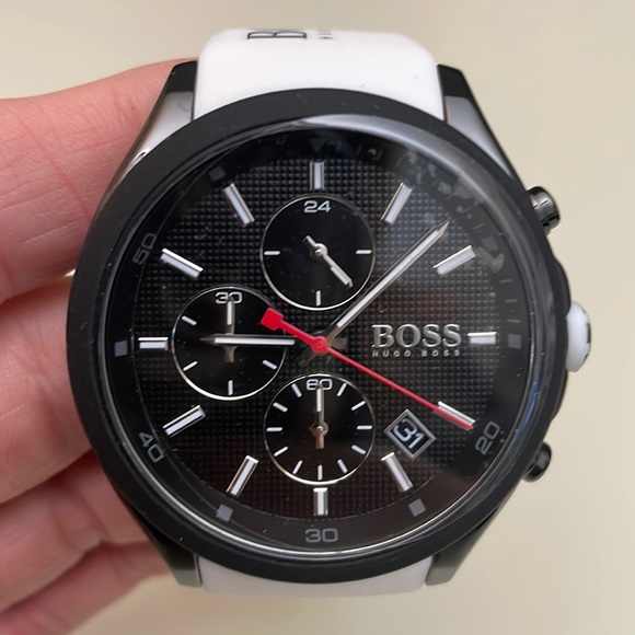 Hugo BOSS Men's Chronograph Velocity White Silicone Strap Watch 45mm - Picture 2 of 3